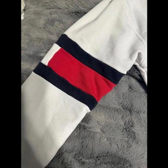 Tommy Jeans White Full-Zip Hoodie Size M - Classic Logo Design - Picture 3 of 4